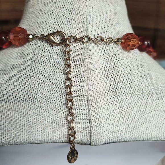 Robert Rose Signed Acrylic Tumbled Stones Gold Filigree Beads Choker Necklace - Picture 8 of 14